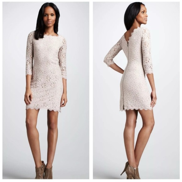 Diane Von Furstenberg DVF Elegant Lace Dress in Cream - VINTAGE - Picture 1 of 10